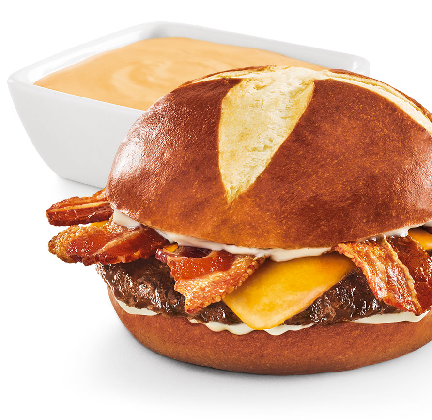 Pretzel Bacon Beer-Cheese Burger