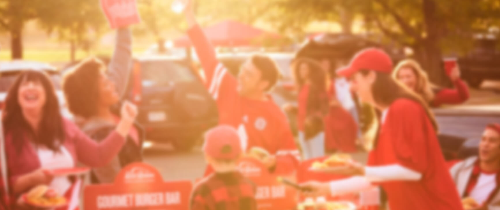 Tailgating around the Gourmet Burger Bar