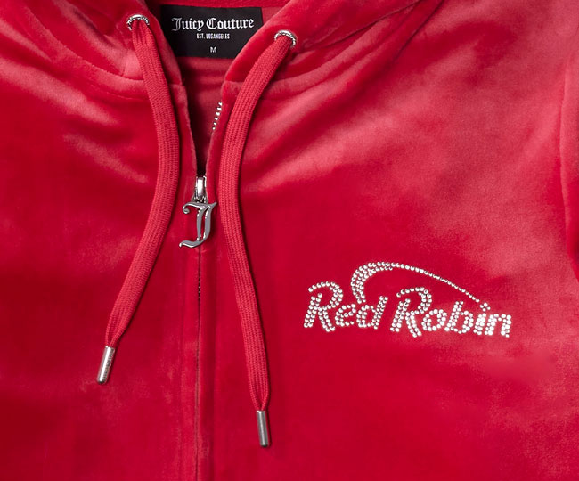 Emblazoned Red Robin logo on Juicier track suit