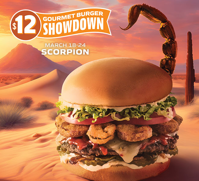 $12 Burger Showdown featuring the Scorpion Burger