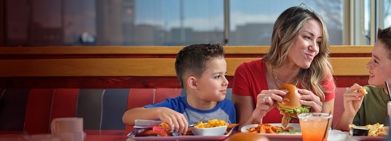 Mom and kids having fun at Red Robin