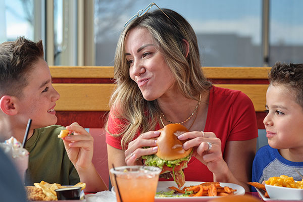 Mom and kids having fun at Red Robin