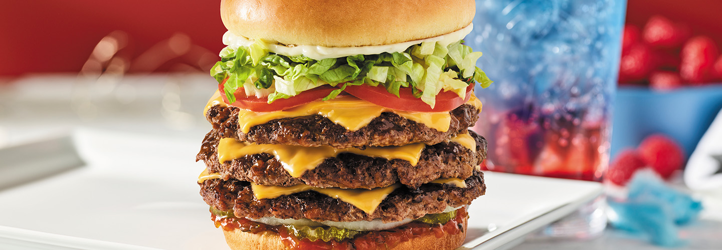 burger with three patties