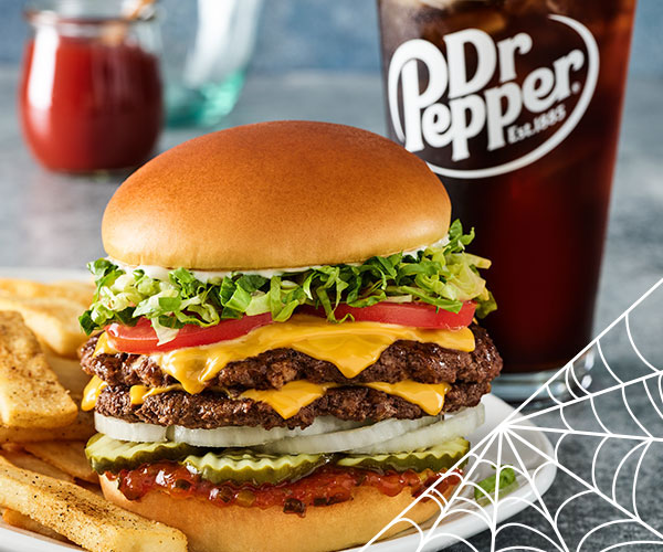 Monster Burger and Dr. Pepper