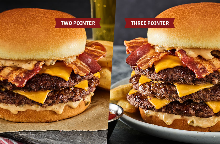 Buzzer Beater Double Bacon Cheeseburger available in Double and Triple