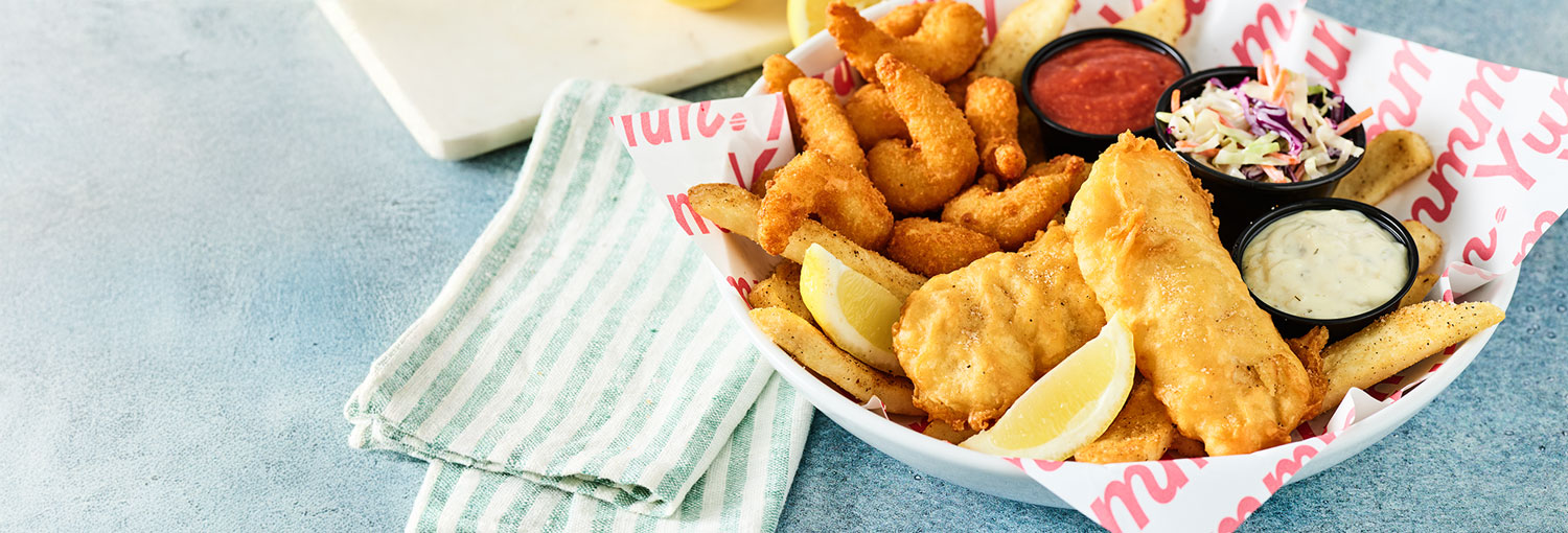 Crispy Shrimp and Fish Duo Entrée