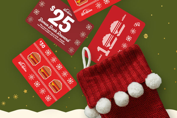 Red Robin Holiday Gift Cards and Bonus Bucks