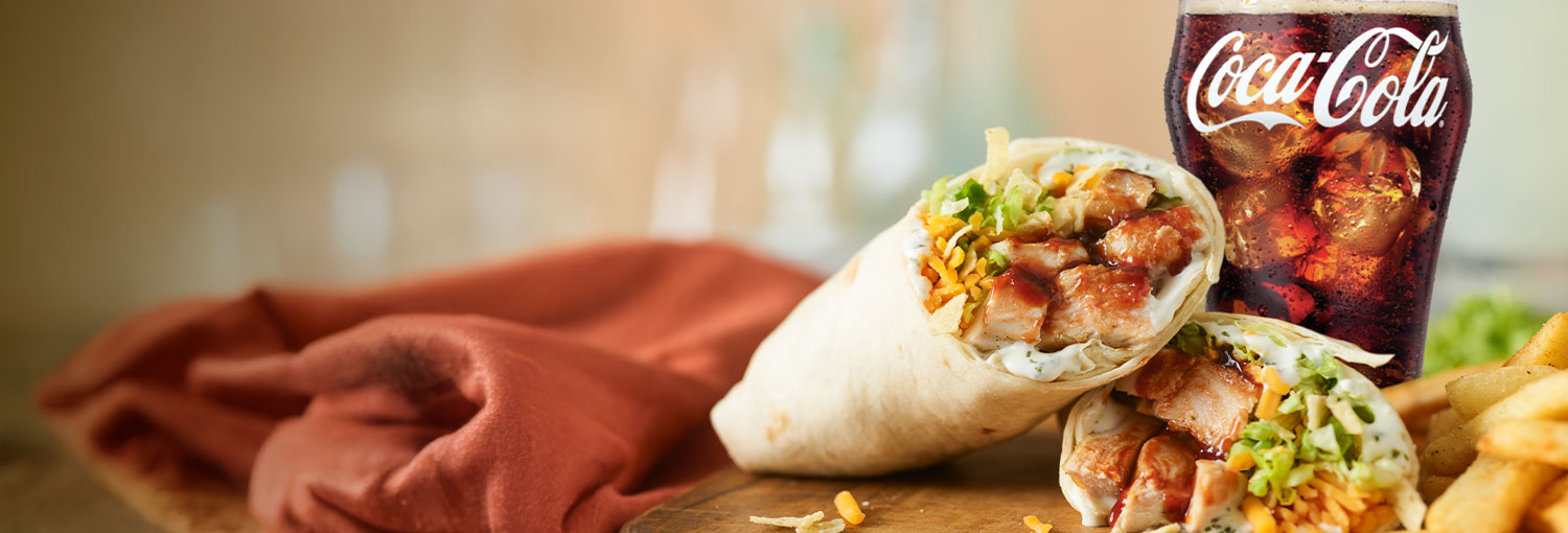 Whiskey River BBQ Chicken Wrap Big Yummm Burger Deal