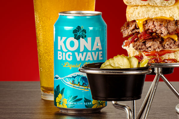 Kona Big Wave with your Towering Double Cheeseburger Sliders