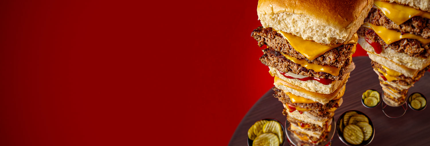 Towering Double Cheeseburger Sliders