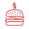 illustration of burger with birthday candle