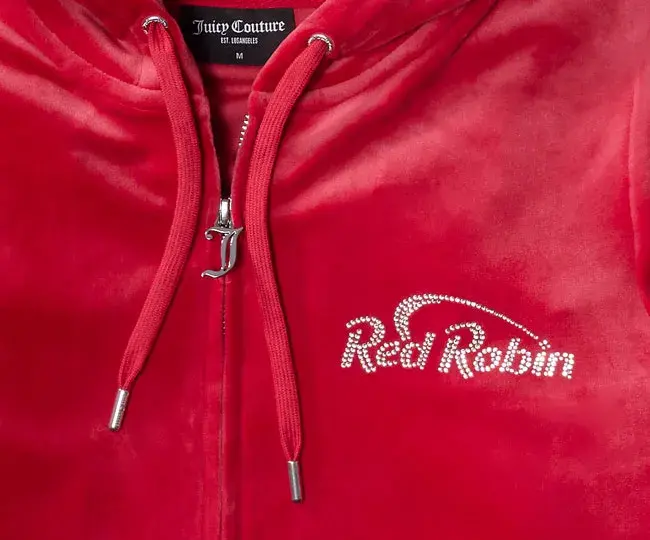 Emblazoned Red Robin logo on Juicier track suit