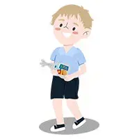 boy with blessings bag