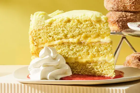 Lemon Cream Layer Cake and Strawberry Purée