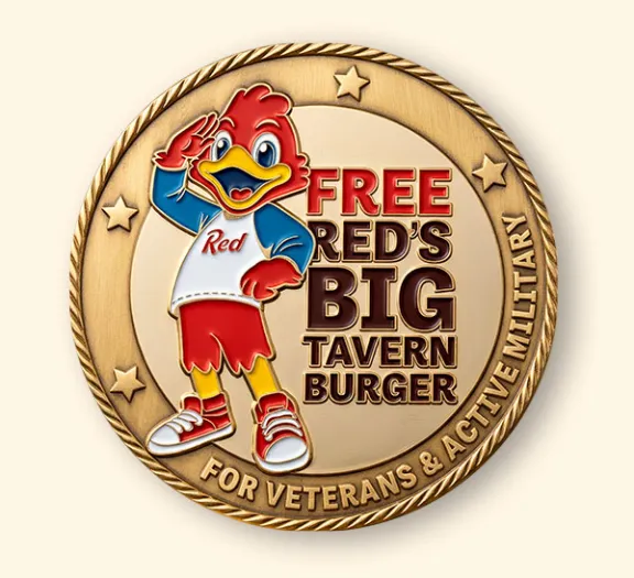 Free Red's Big Tavern For Veterans &amp; Active Military Coin