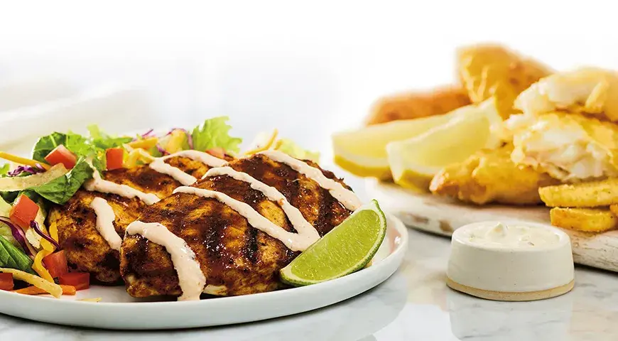 Ensenada Chicken Platter and Hand Battered Fish and Chips